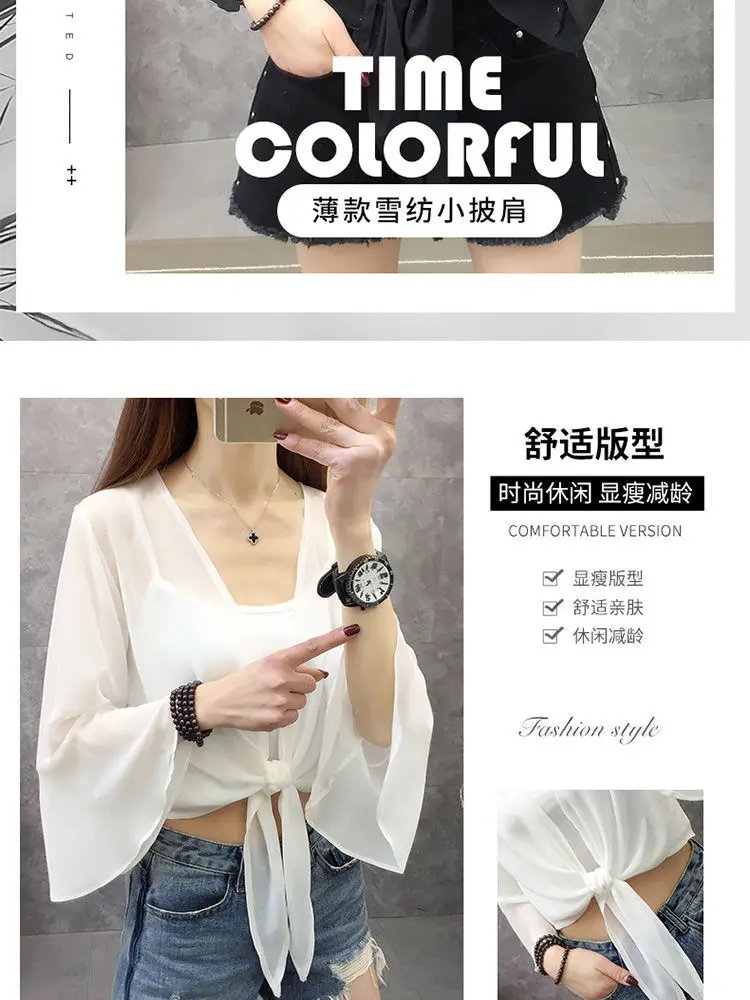 Women Chiffon Shawl Black Short Thin Sun Protection 2025 — feature 2