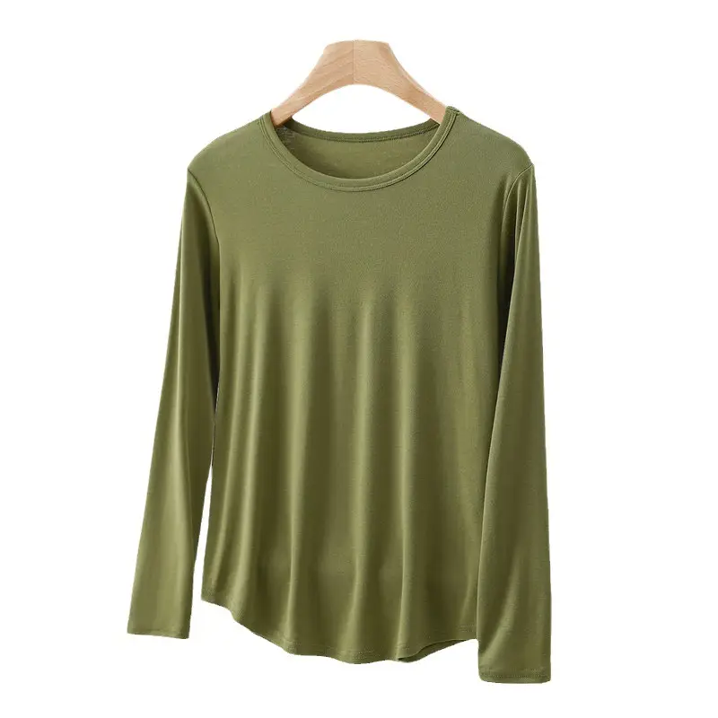 Women Long Sleeve Cotton T-Shirt Pink Plus Size - Image 12