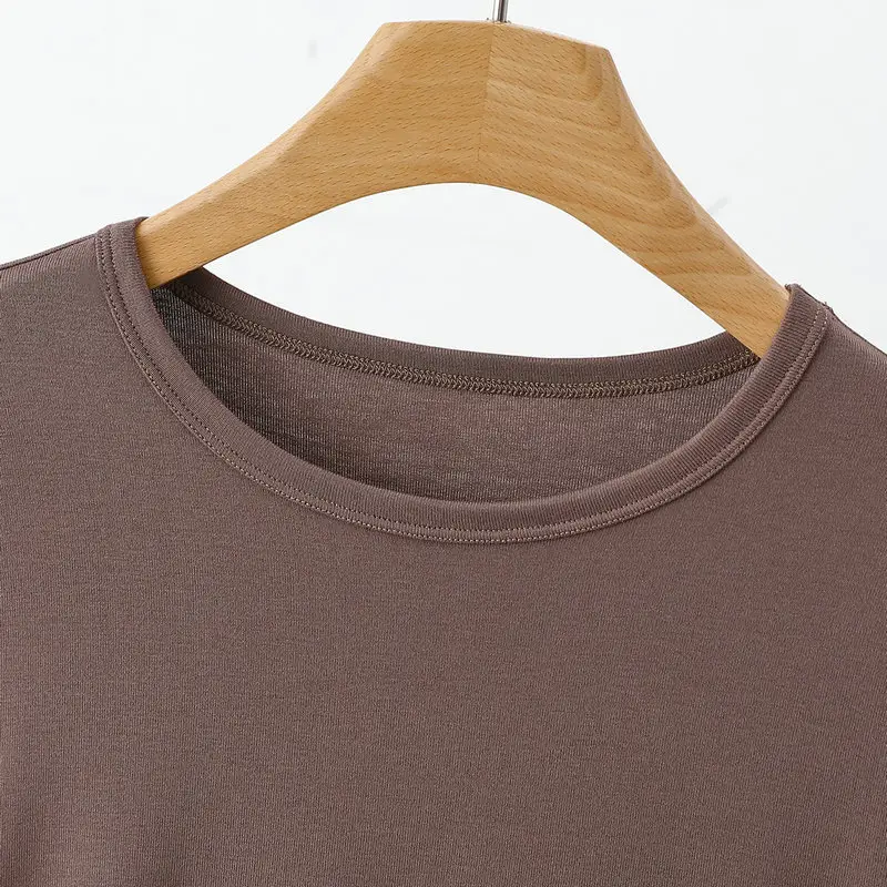 Women Long Sleeve Cotton T-Shirt Pink Plus Size — feature 13