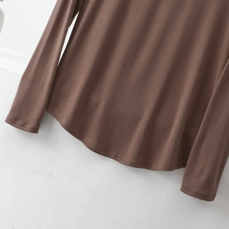 Women Long Sleeve Cotton T-Shirt Pink Plus Size — feature 15