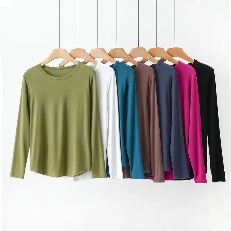 Women Long Sleeve Cotton T-Shirt Pink Plus Size — feature 3
