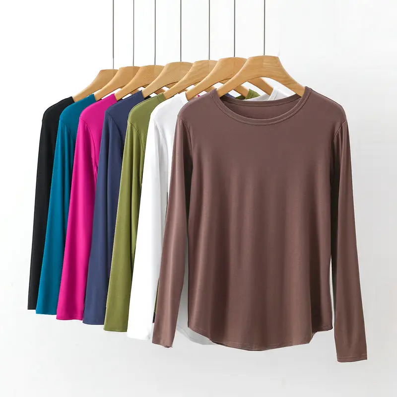 Women Long Sleeve Cotton T-Shirt Pink Plus Size — feature 4