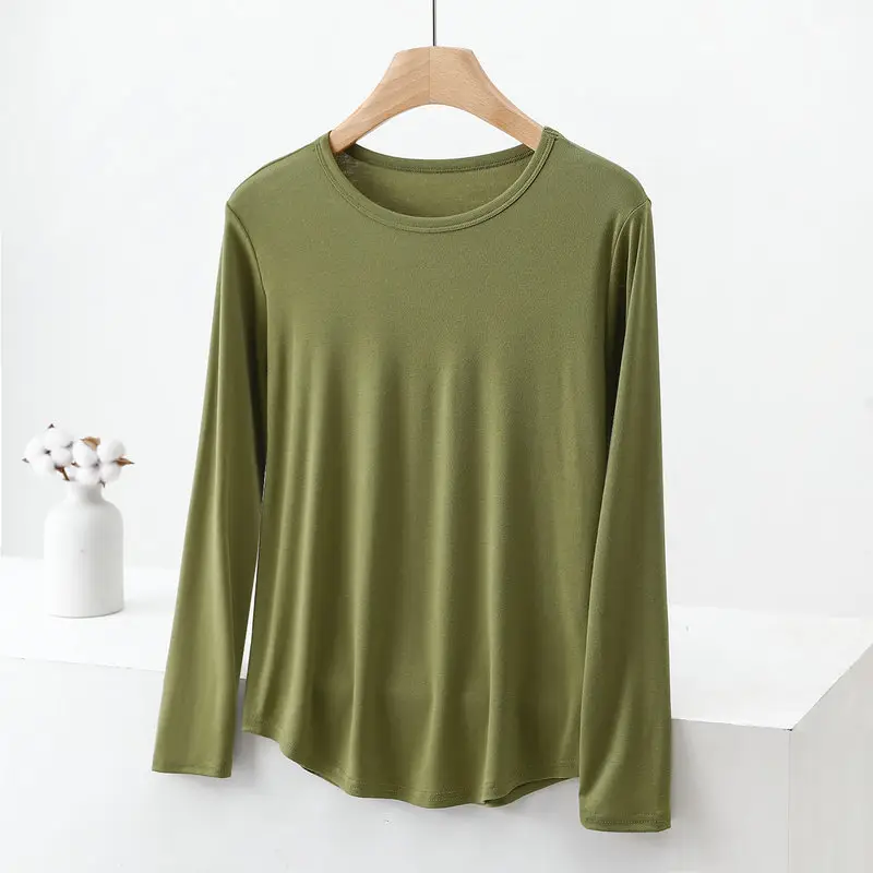 Women Long Sleeve Cotton T-Shirt Pink Plus Size — feature 7