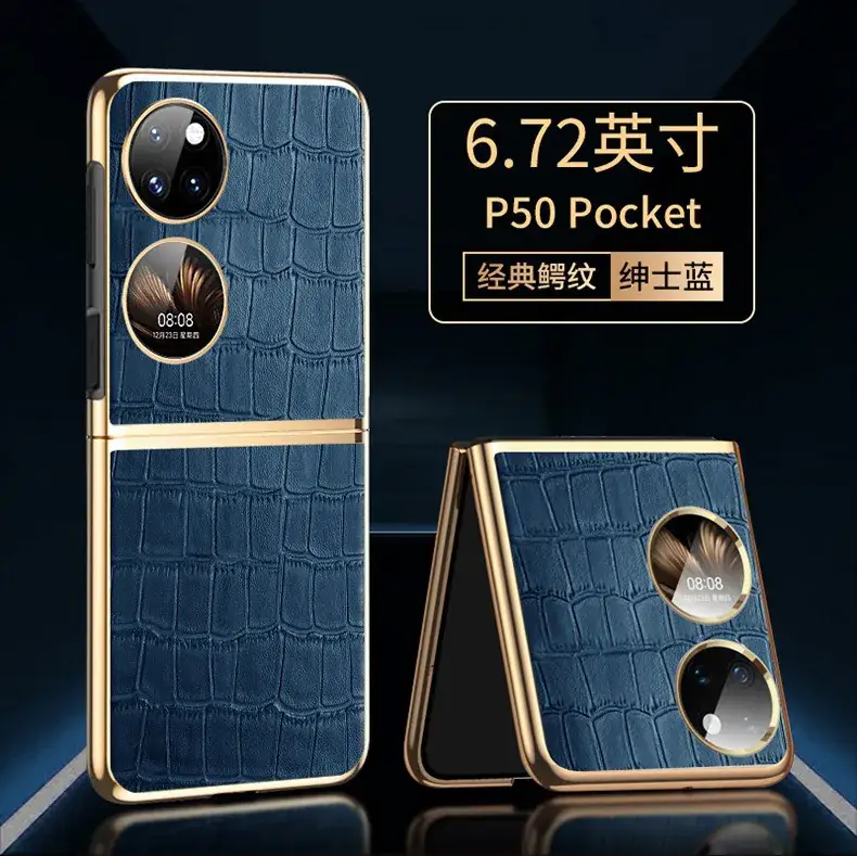 P50 Pocket Folding Phone Cover Orange Leather