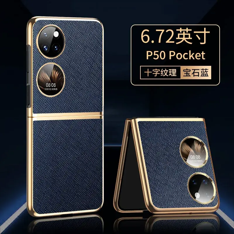 P50 Pocket Folding Phone Cover Orange Leather