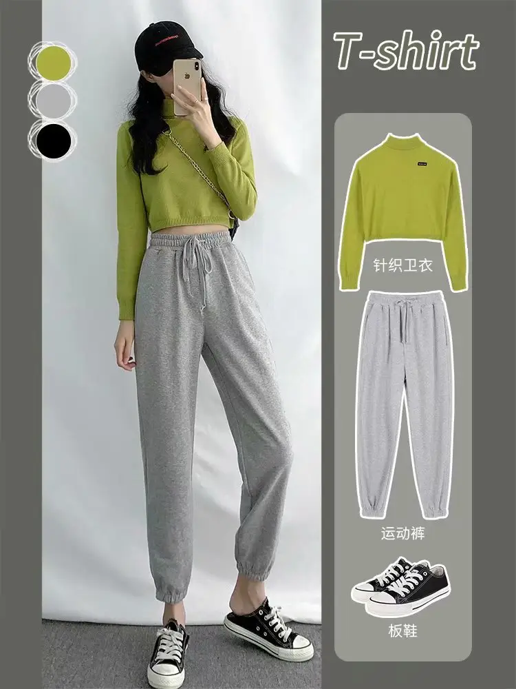 Women Black Hip Hop Leg Harem Pants Slim Fit - Image 13