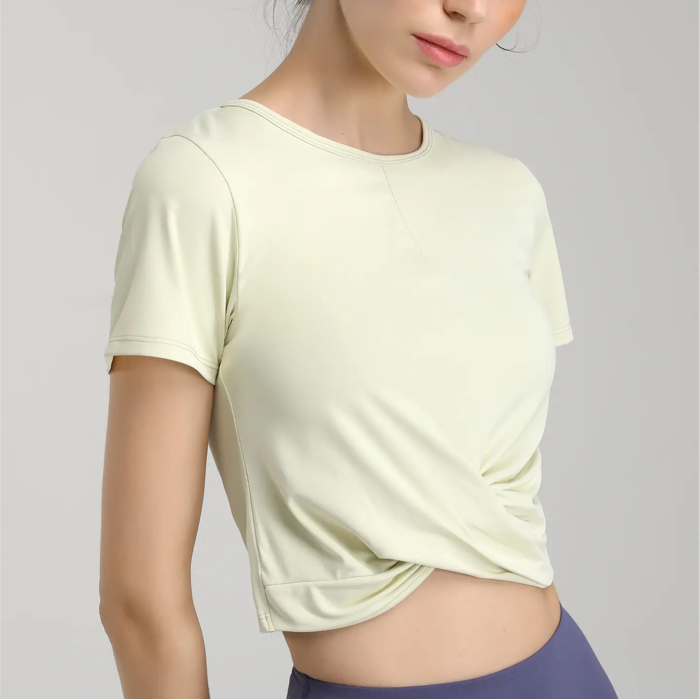 Women Crossbody T-Shirt Brown Short Sleeve Breathable