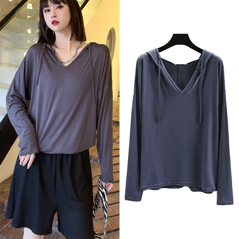 Women's White Long Sleeve T-Shirt Spring Summer Loose Fit