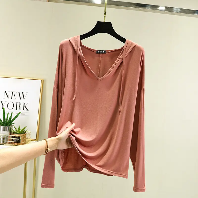Women's White Long Sleeve T-Shirt Spring Summer Loose Fit