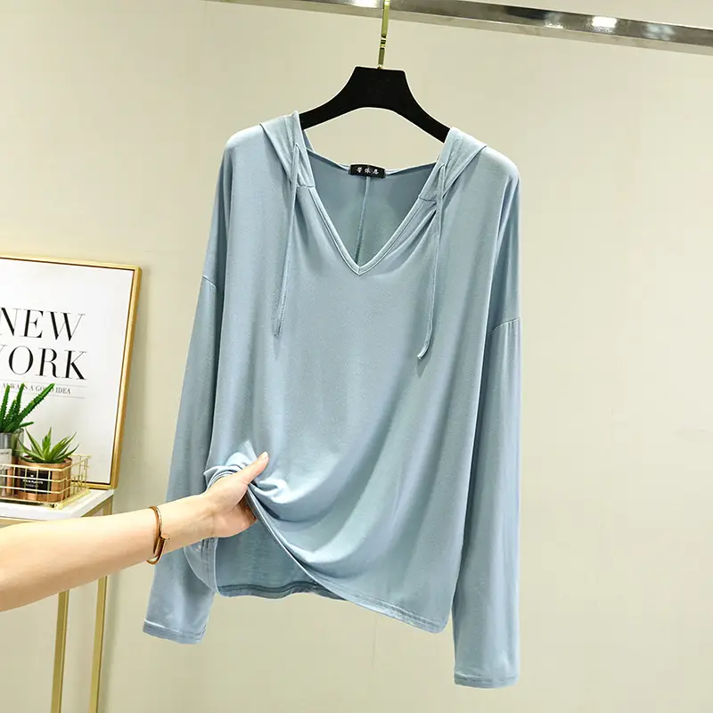 Women's White Long Sleeve T-Shirt Spring Summer Loose Fit