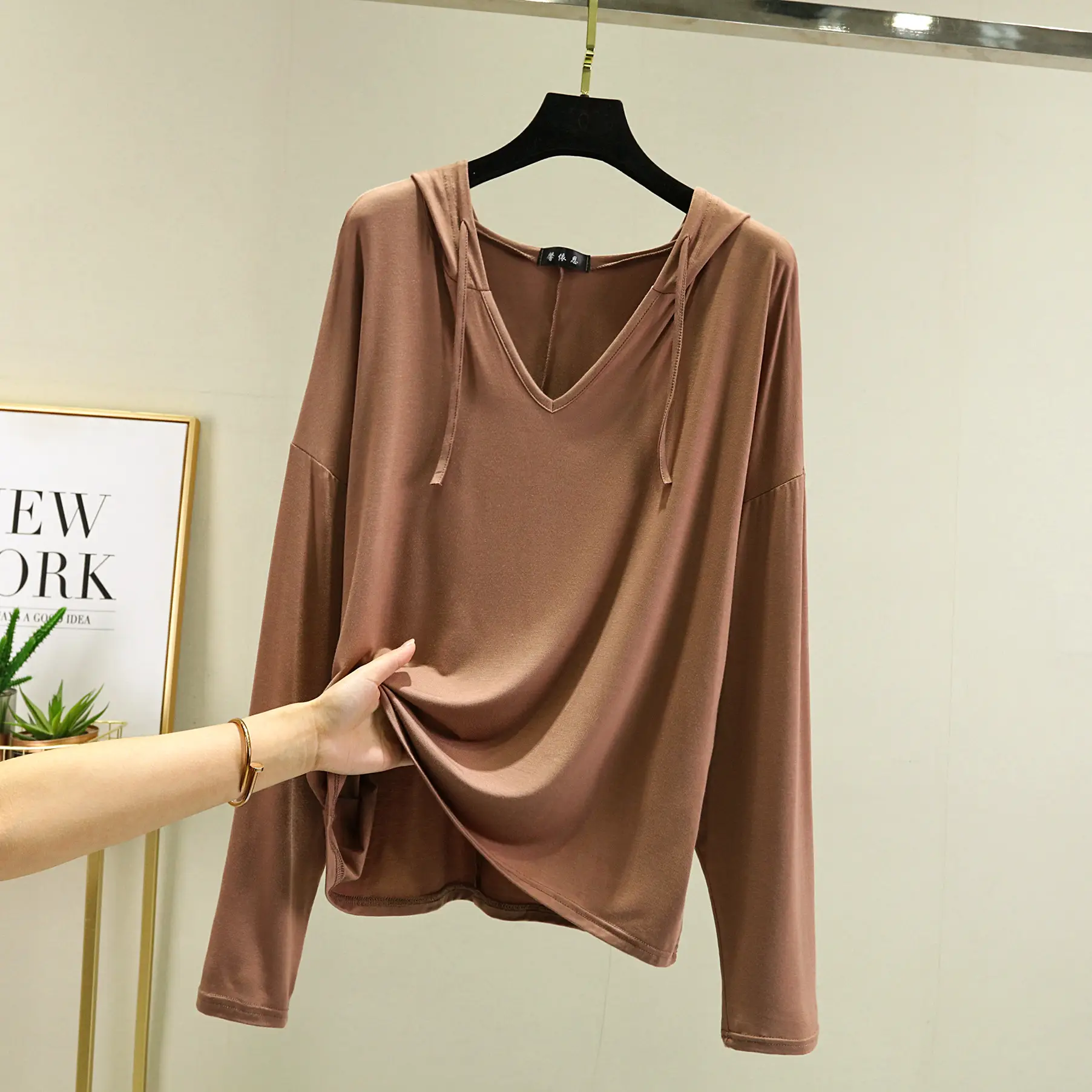 Women's White Long Sleeve T-Shirt Spring Summer Loose Fit
