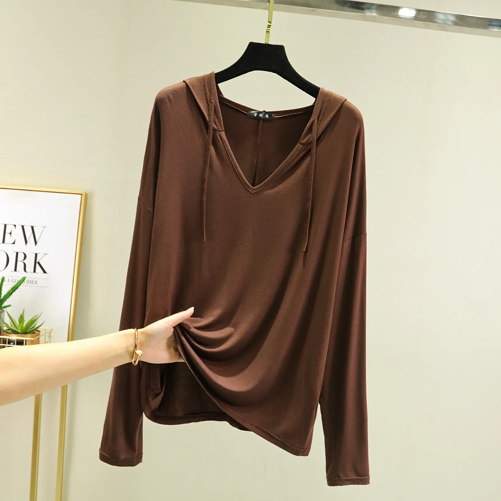 Women's White Long Sleeve T-Shirt Spring Summer Loose Fit