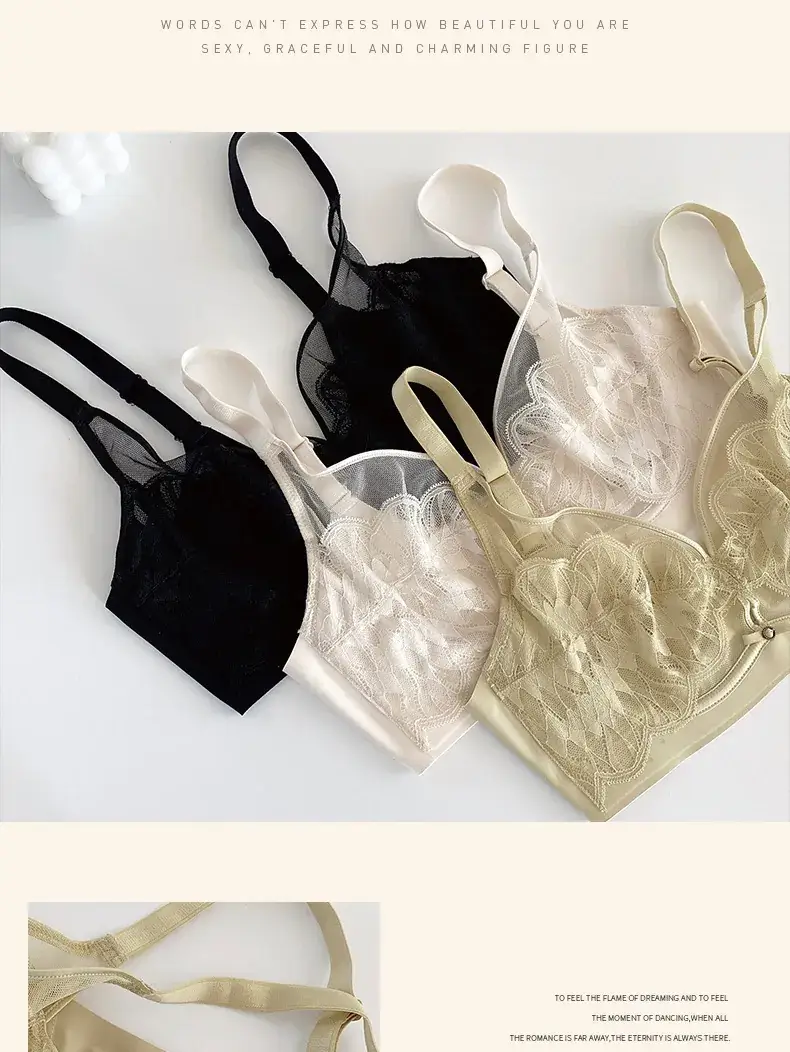 Black Lace French Cup Bra for Big Breasts — feature 10