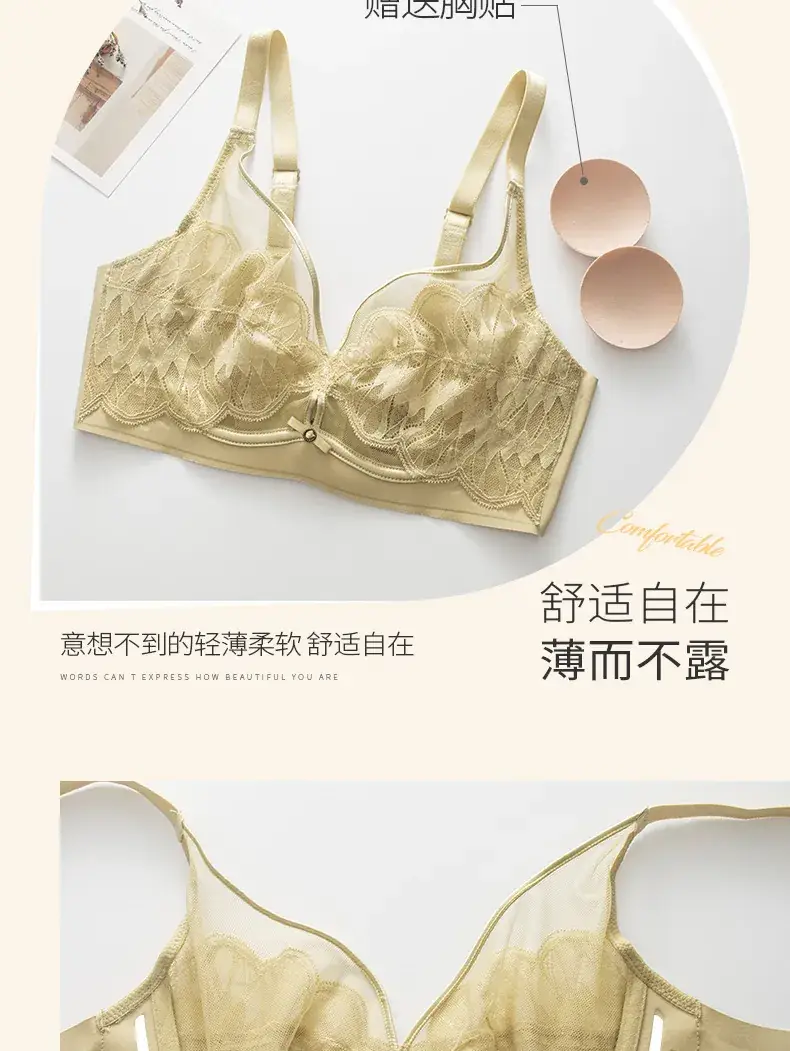 Black Lace French Cup Bra for Big Breasts — feature 7