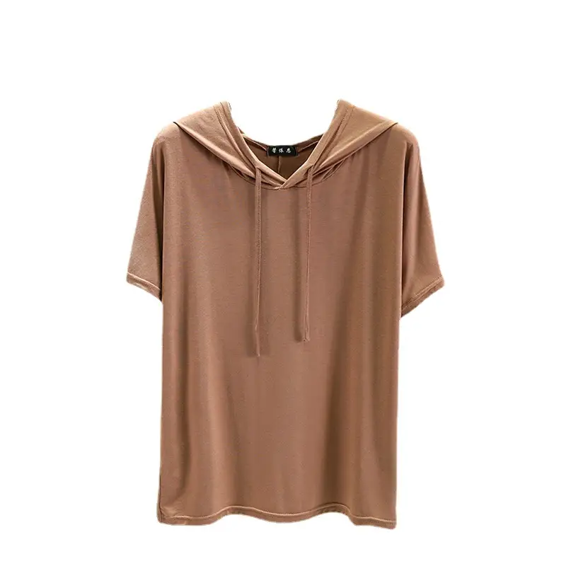 Women Grey Hooded T-Shirt Loose Fit Spring Summer - Image 41