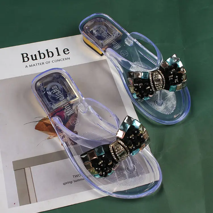 Women's Metal Beaded Flip Flops Summer Casual Slippers