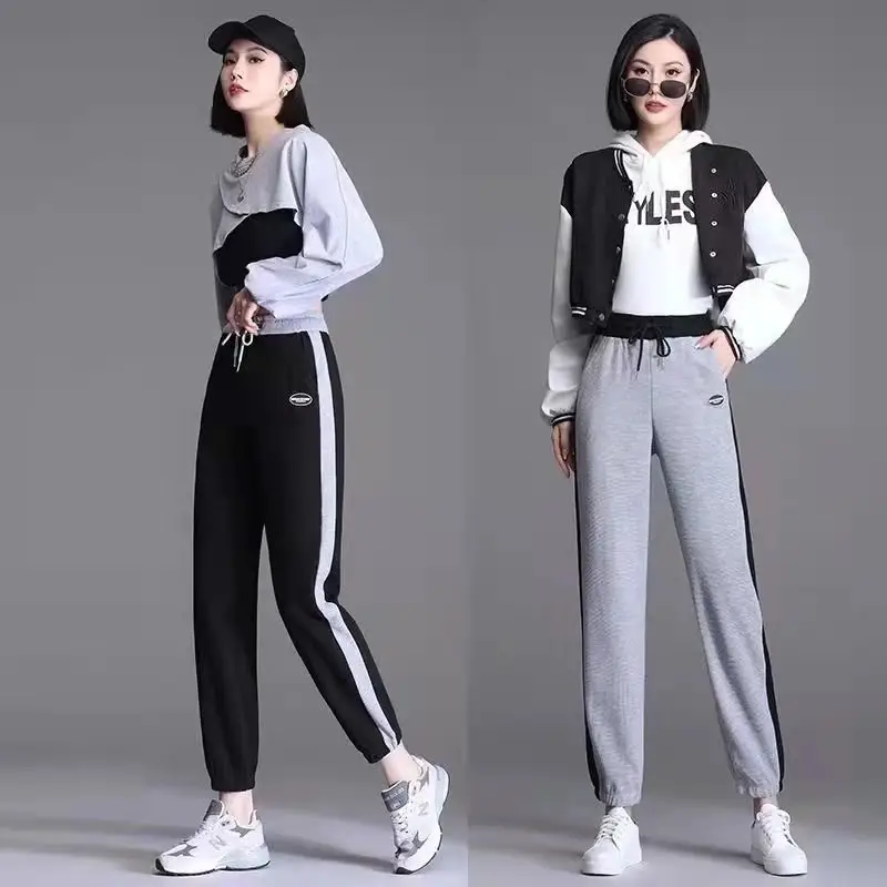Women's 2022 White Sweatpants Set High Waist Casual Harem Pants - Image 3