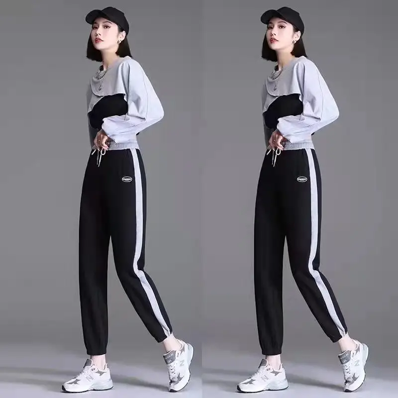 Women's 2022 White Sweatpants Set High Waist Casual Harem Pants - Image 5