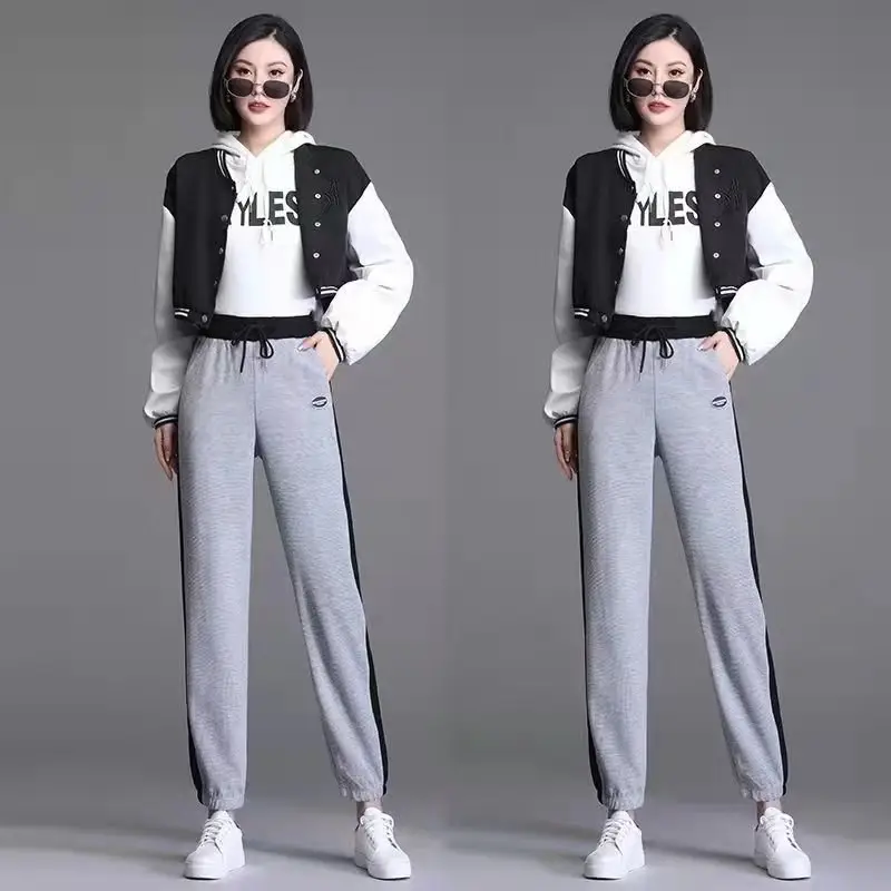 Women's 2022 White Sweatpants Set High Waist Casual Harem Pants - Image 6