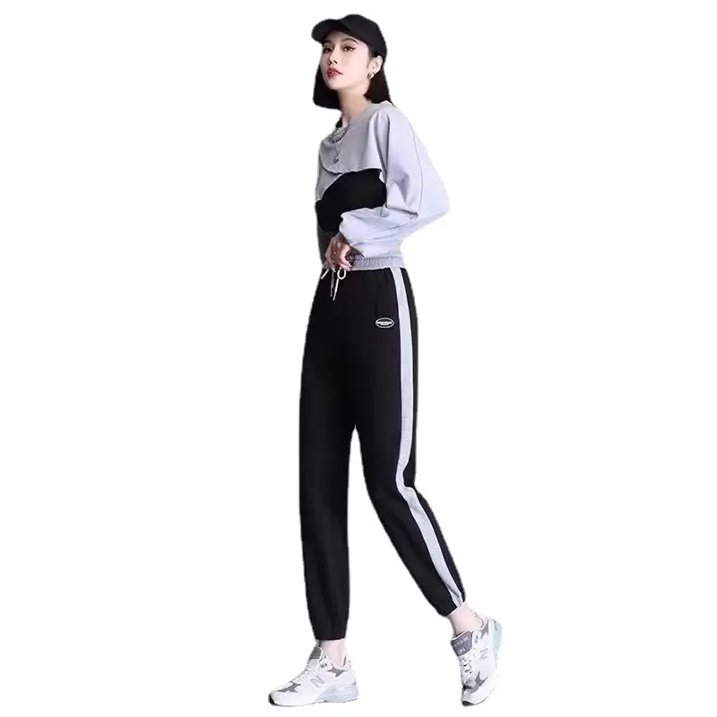 Women's 2022 White Sweatpants Set High Waist Casual Harem Pants - Image 7