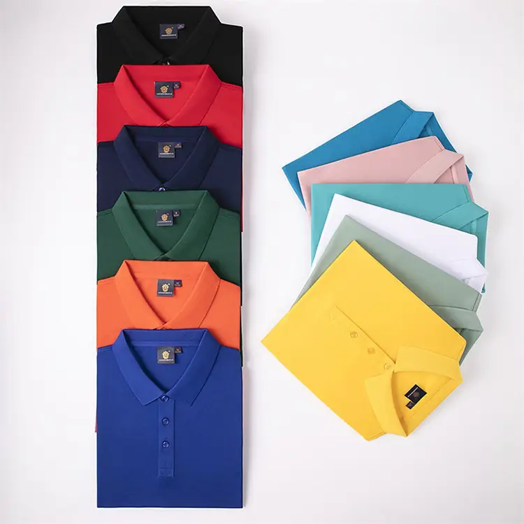 Men Blue Polo Shirt Button Collar Office Wear - Image 17