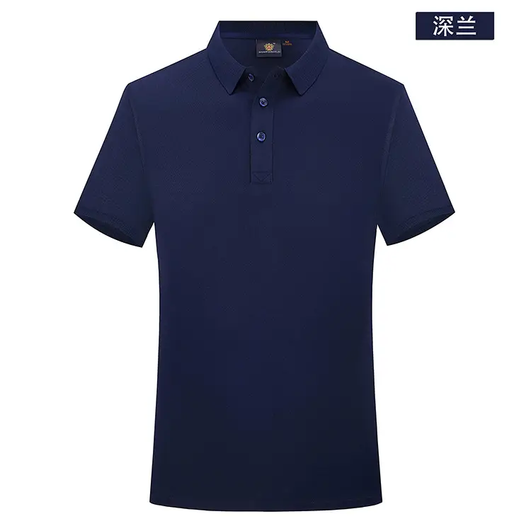 Men Blue Polo Shirt Button Collar Office Wear - Image 3