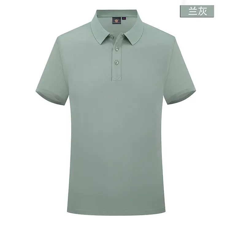 Men Blue Polo Shirt Button Collar Office Wear - Image 6