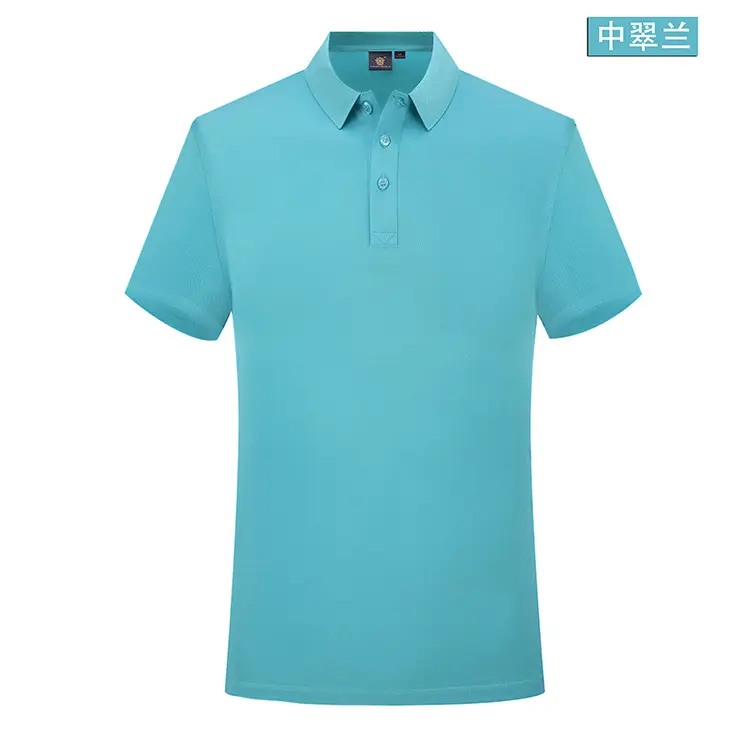 Men Blue Polo Shirt Button Collar Office Wear - Image 8
