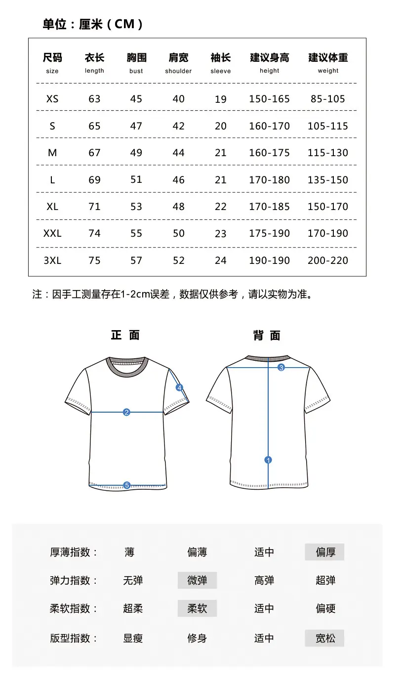尺码表短袖