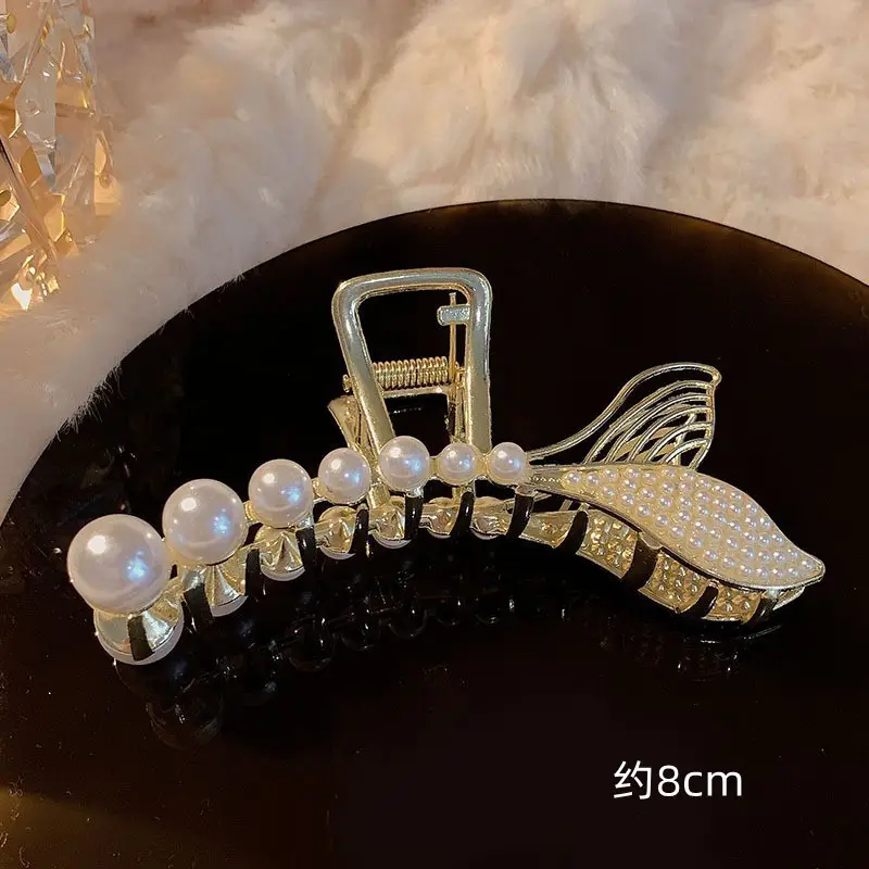 Elegant Pearl Clip Hairpin with Metal Clamp - Image 5