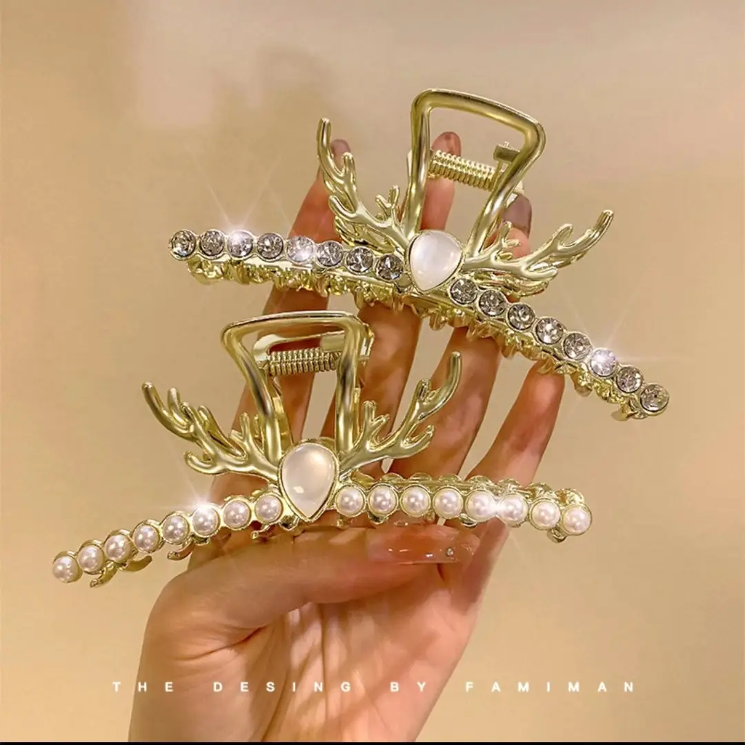 Elegant Pearl Clip Hairpin with Metal Clamp - Image 90