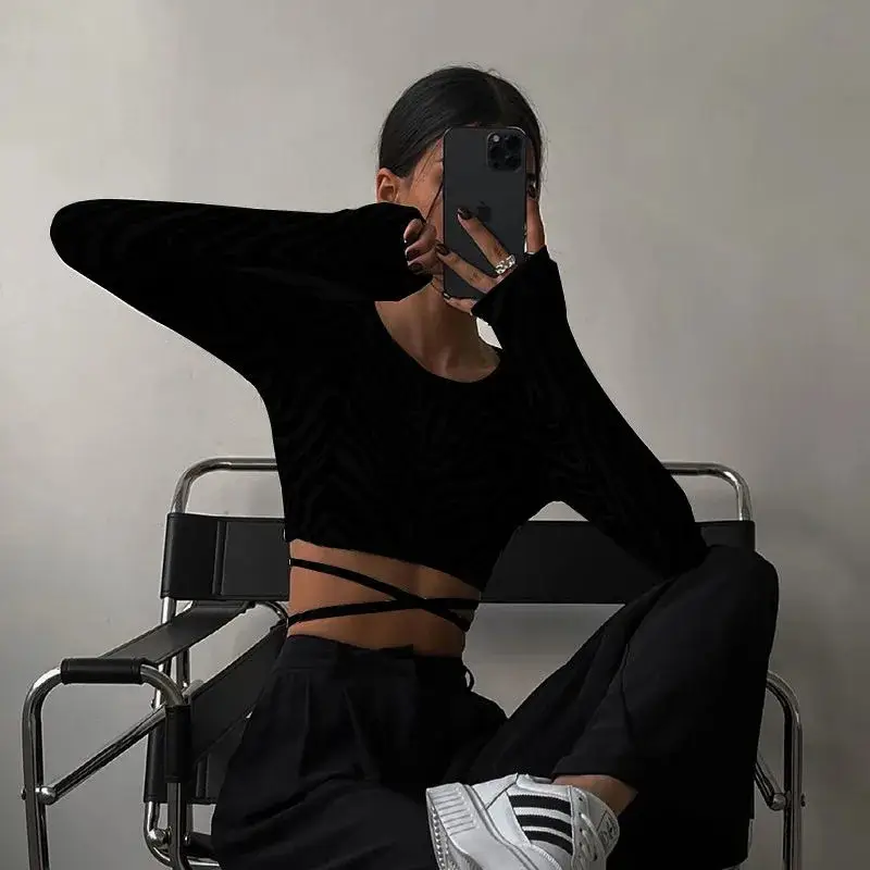 Casual Crop Top with Backless Design for Women
