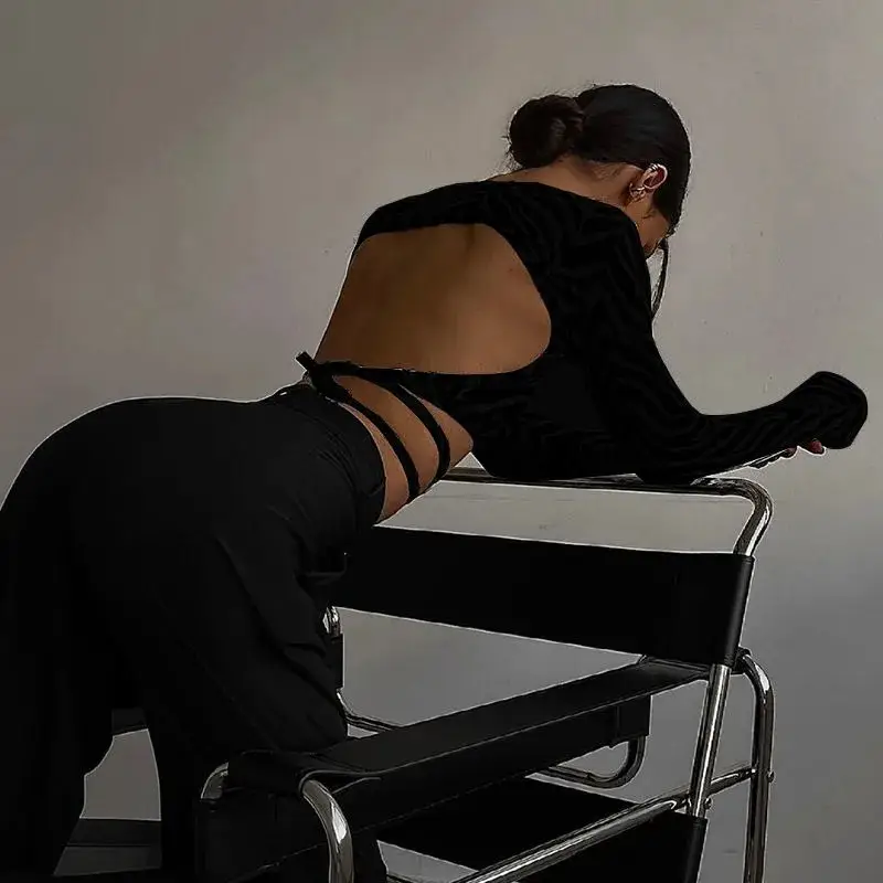 Casual Crop Top with Backless Design for Women