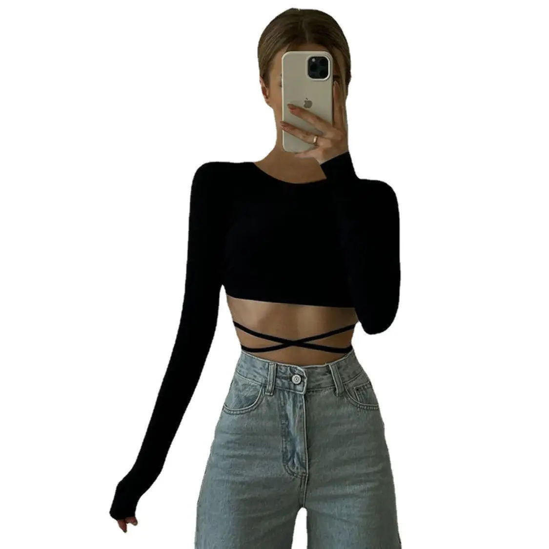 Casual Crop Top with Backless Design for Women