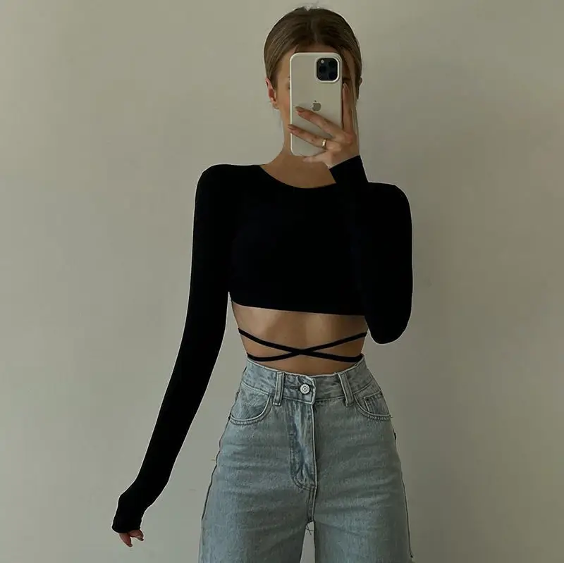 Casual Crop Top with Backless Design for Women — feature 2