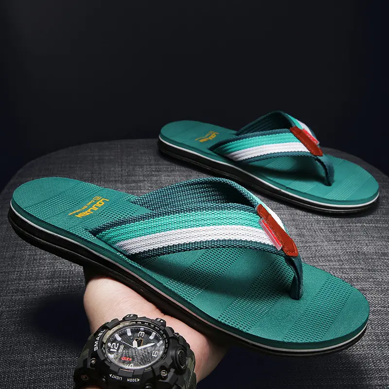 Men's Green Non-Slip Flip Flops Summer Casual Sandals
