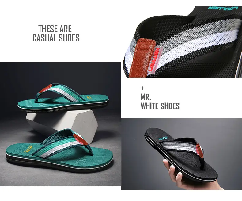 Men's Green Non-Slip Flip Flops Summer Casual Sandals — feature 5
