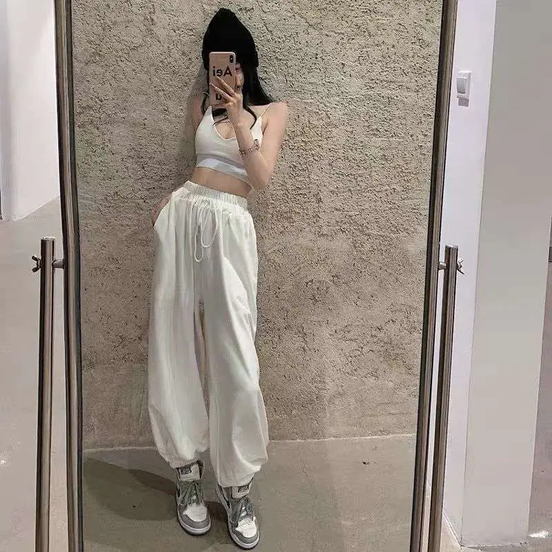 Women's White Loose Harem Pants Ankle-Tied Casual Summer - Image 5