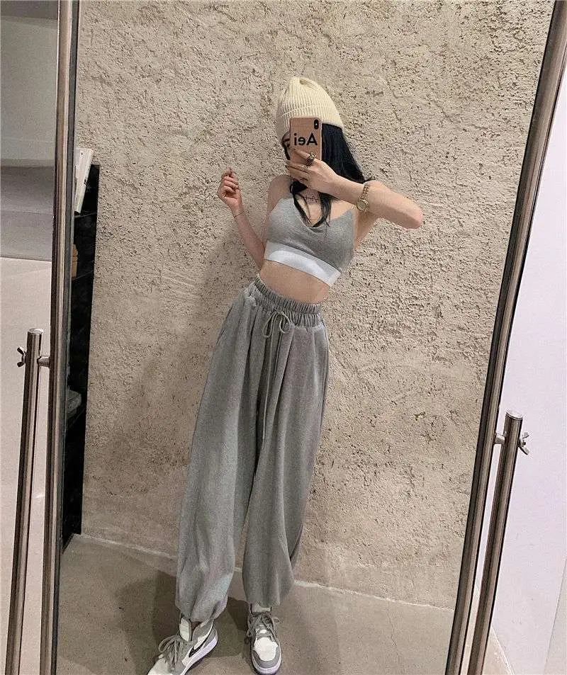 Women's White Loose Harem Pants Ankle-Tied Casual Summer — feature 6