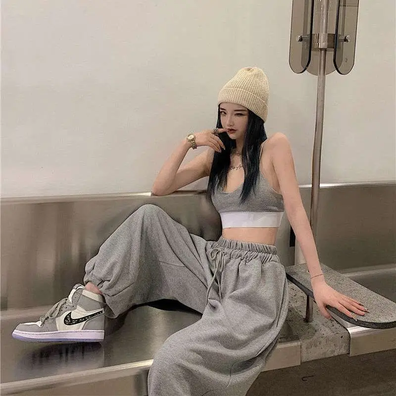 Women's White Loose Harem Pants Ankle-Tied Casual Summer - Image 2