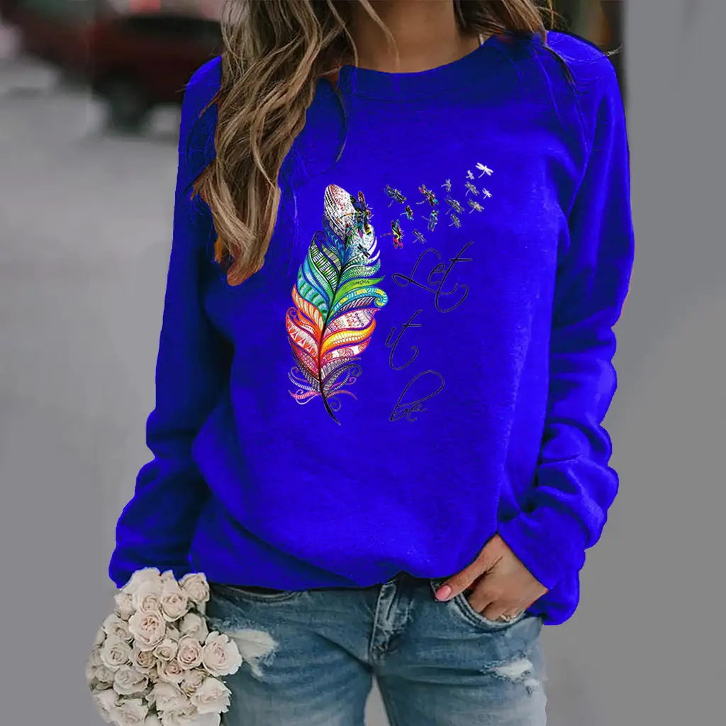 Yellow Feather Printed Long Sleeve Sweatshirt - Image 10