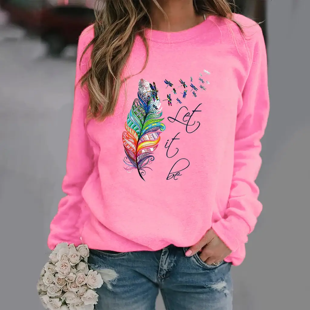 Yellow Feather Printed Long Sleeve Sweatshirt - Image 3