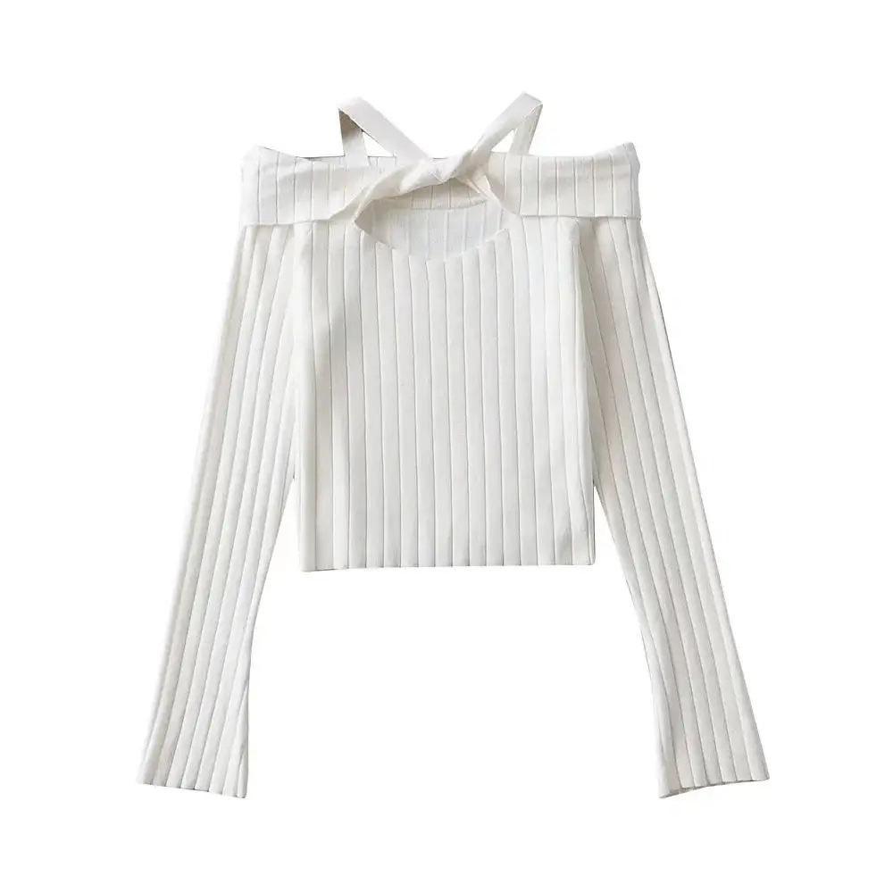 Women Neck Collar Slim Sweater Set Black White Green - Image 6