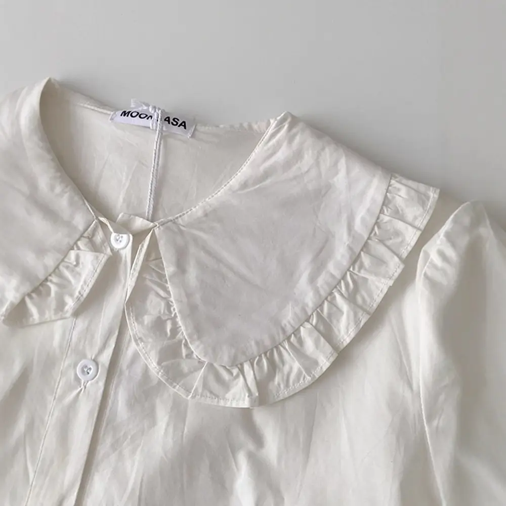 Women's White Collar Shirt 2022 Spring Autumn New Design - Image 4