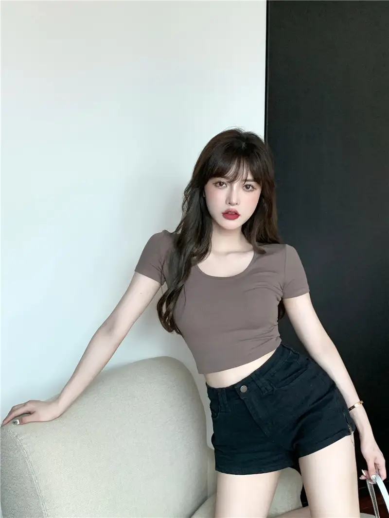 Women Black Crop Top Short Sleeve 2025 — feature 16