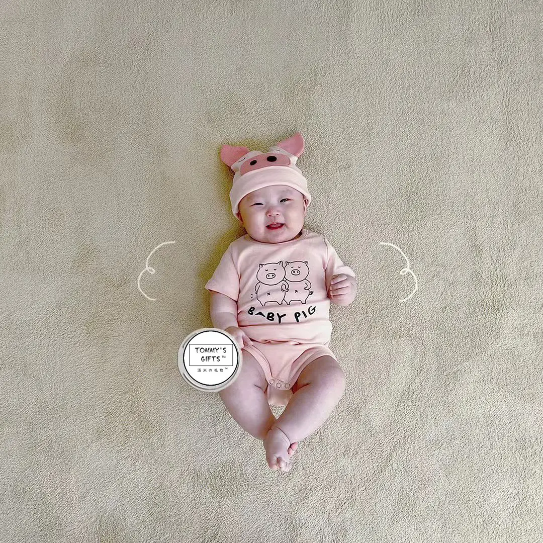 Pink Piggy Print Baby Jumpsuit Set for Girls 2025