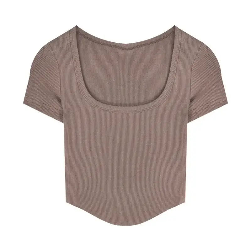 Women Irregular High Waist T-Shirt Brown 2025 - Image 12