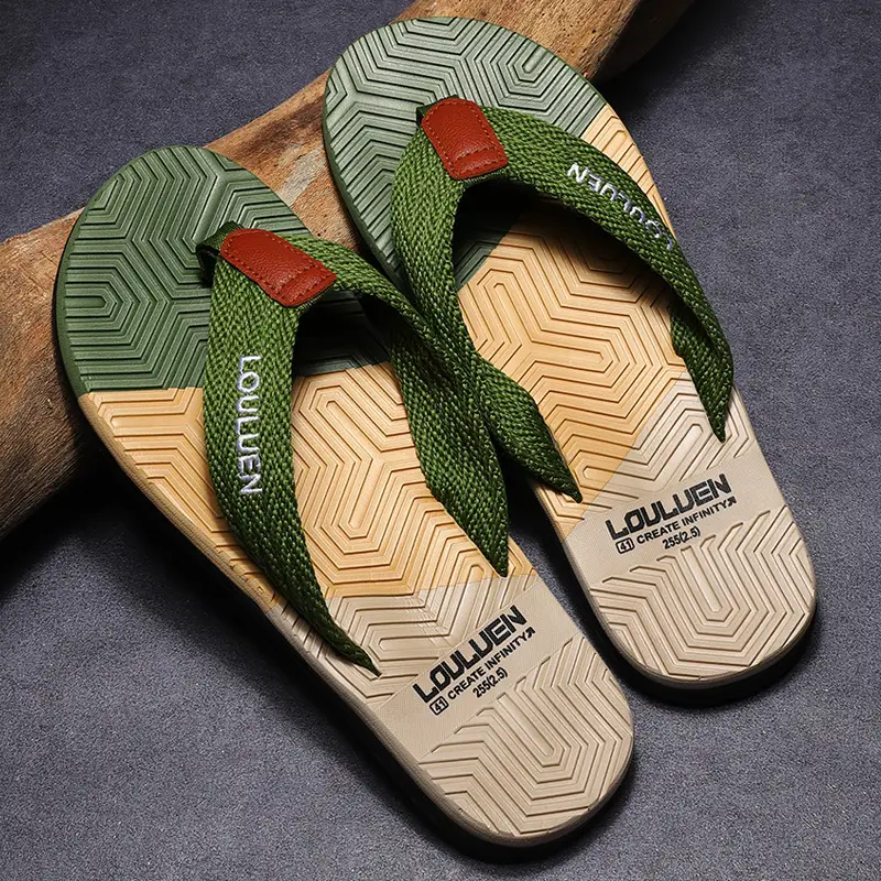 Men's High-End Non-Slip Flip Flops Navy Orange