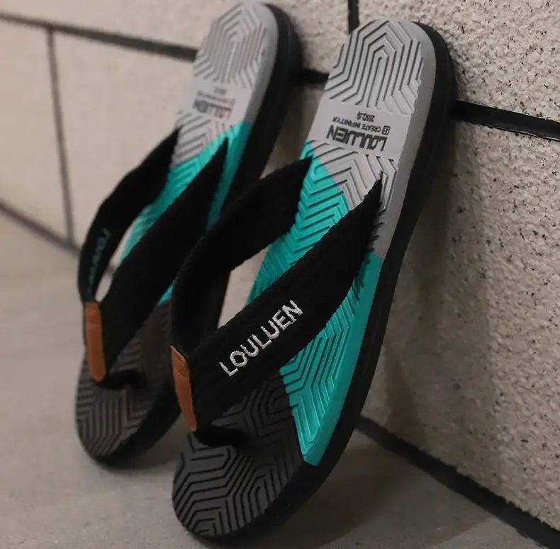 Men's High-End Non-Slip Flip Flops Navy Orange — feature 13