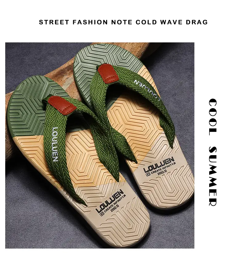 Men's High-End Non-Slip Flip Flops Navy Orange — feature 14